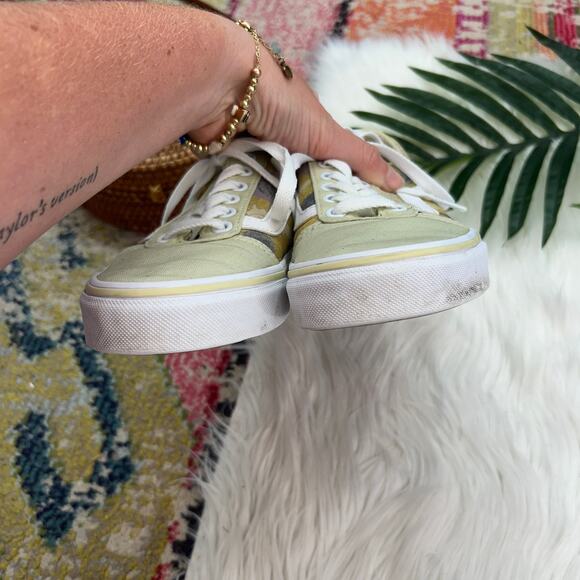 Vans Yellow / Green Lace Up Vintage Sunflower Floral Low Top Skater Sneaker 6 - Picture 6 of 10